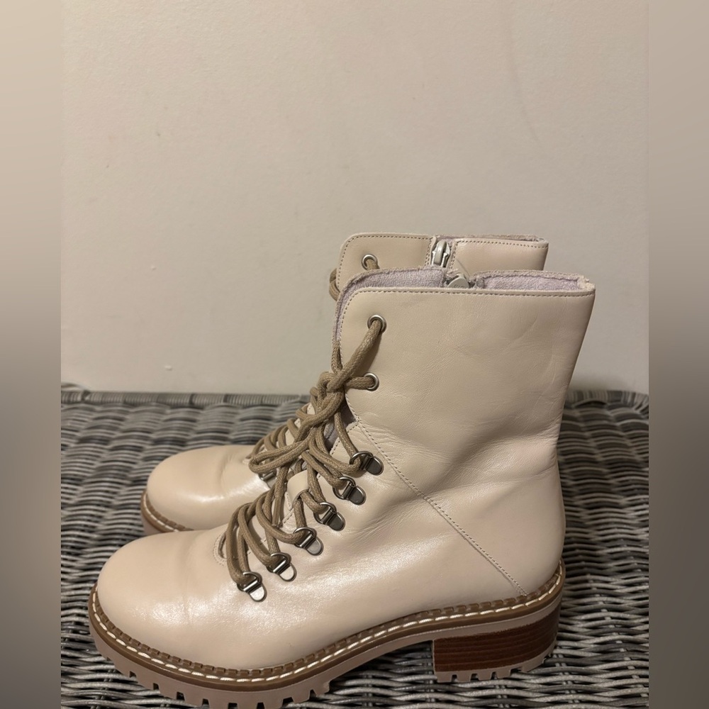 Bertucci off white leather combat booties new